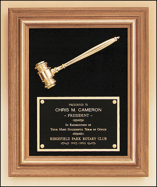 Metal Gavel Velour Plaque