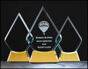 Flame Glass Gold Base Award