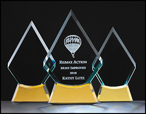 Flame Glass Gold Base Award